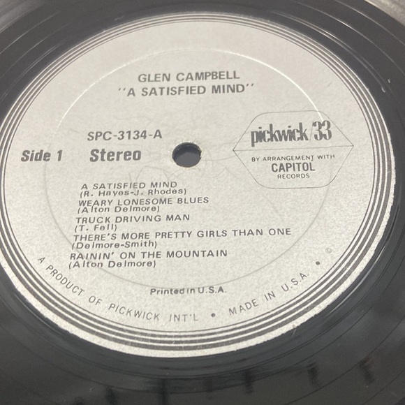 Glen Campbell A Satisfied Mind Pickwick 33 SPC-3134-B Stereo Vinyl Record LP - Picture 6 of 9